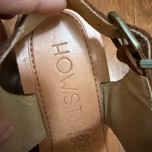 Anthropologie Howsty Made In Spain Brown Suede Block Heel Sandals EU 37 US - Picture 2 of 5